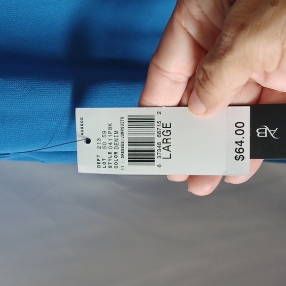 AB Studio Maxi Dress, blue, lace top, belted, L, lined, NWT - Picture 5 of 9